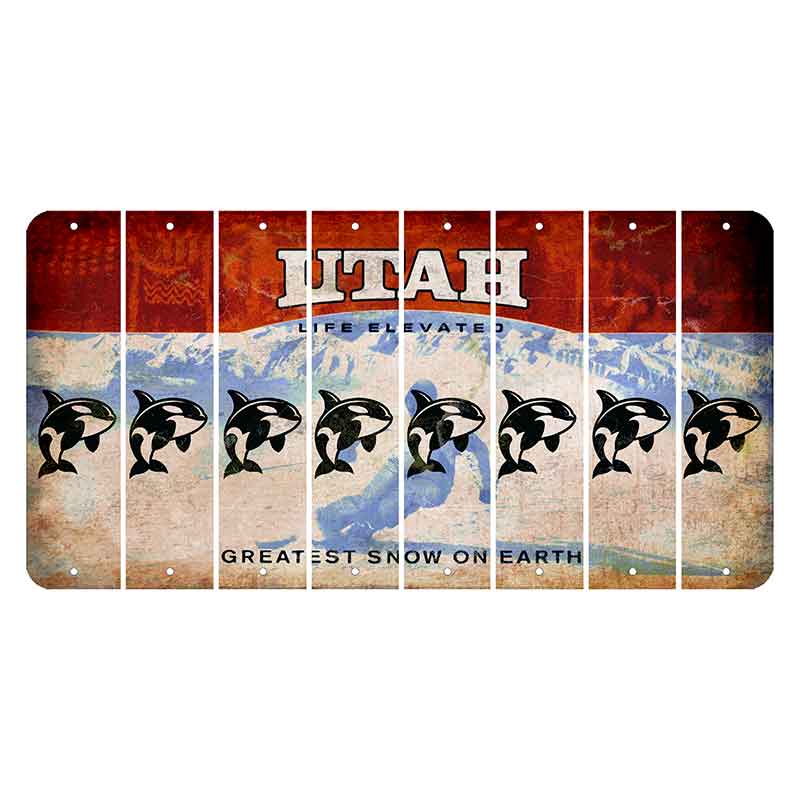 Utah Ski Cut License Plate Strips (Set of 8) Whale