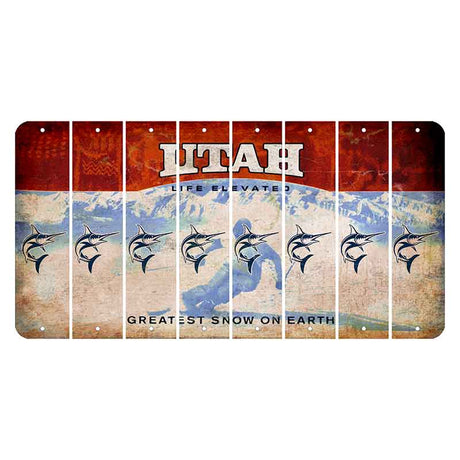 Utah Ski Cut License Plate Strips (Set of 8) Swordfish