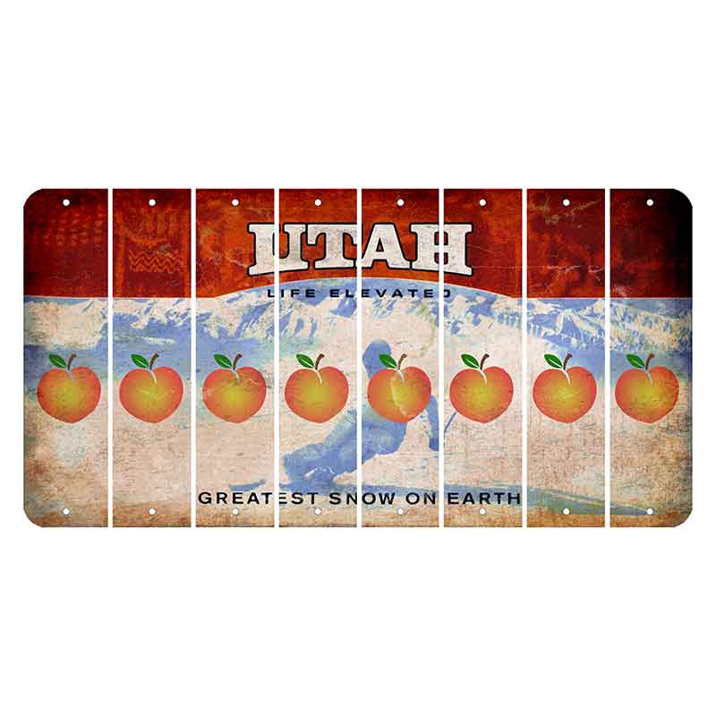 Utah Ski Cut License Plate Strips (Set of 8) Peach