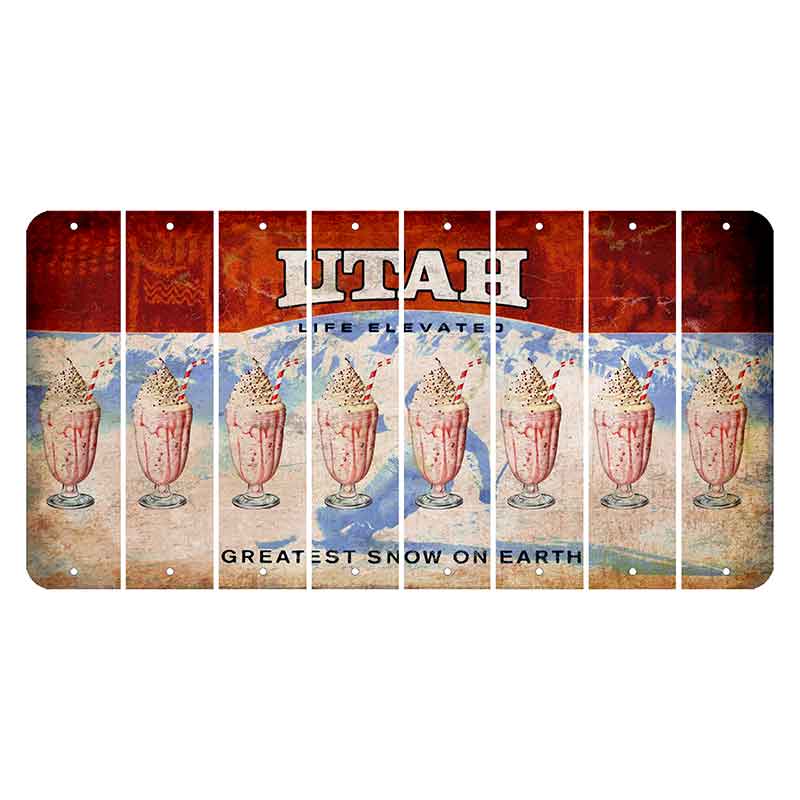 Utah Ski Cut License Plate Strips (Set of 8) Milkshake