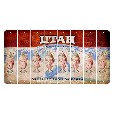 Utah Ski Cut License Plate Strips (Set of 8) Milkshake