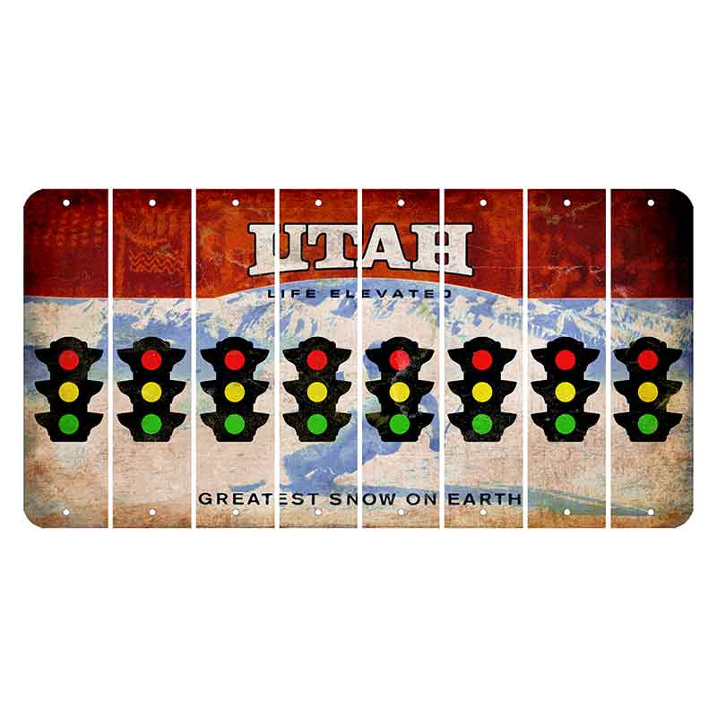 Utah Ski Cut License Plate Strips (Set of 8) Traffic Light