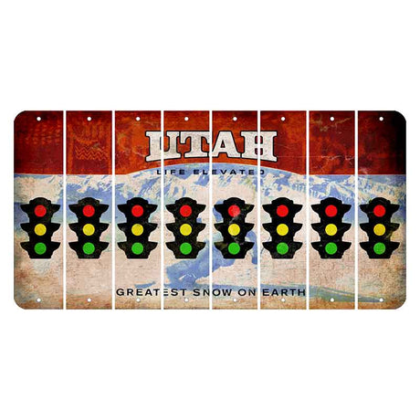 Utah Ski Cut License Plate Strips (Set of 8) Traffic Light