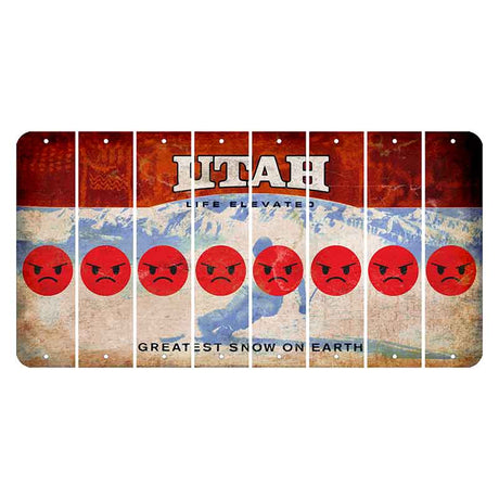 Utah Ski Cut License Plate Strips (Set of 8) Emoji - Angry