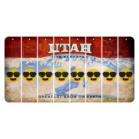 Utah Ski Cut License Plate Strips (Set of 8) Emoji - Shades