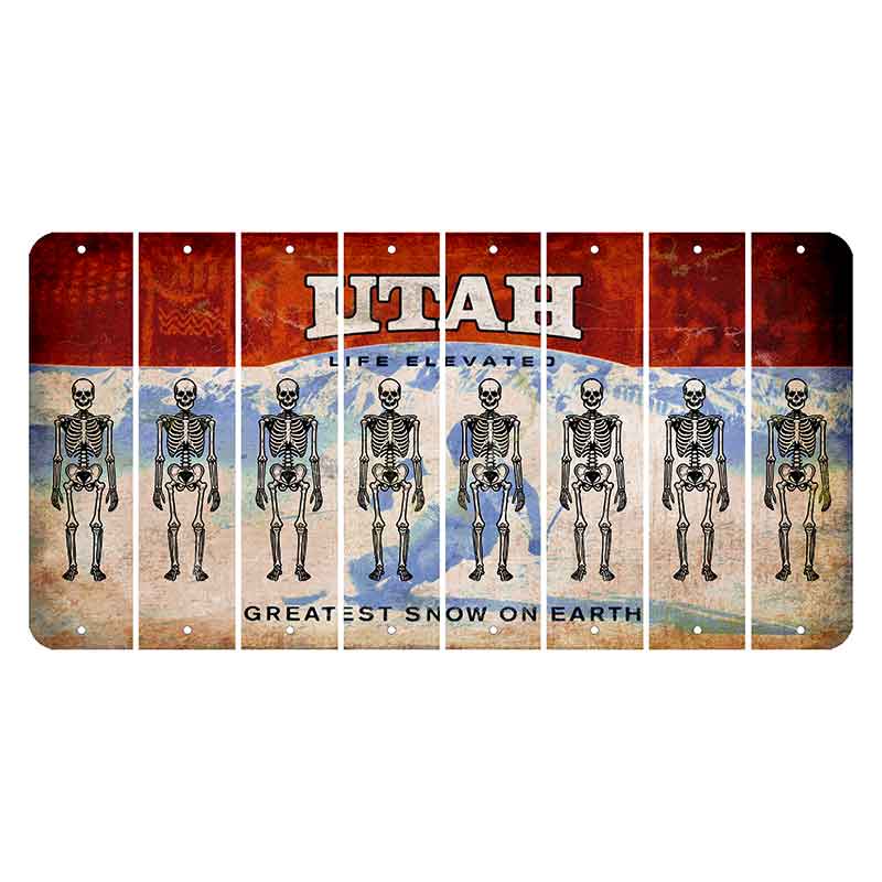 Utah Ski Cut License Plate Strips (Set of 8) Skeleton