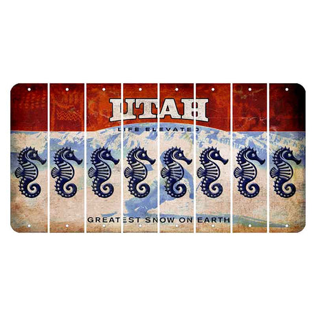 Utah Ski Cut License Plate Strips (Set of 8) Seahorse