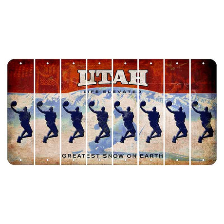 Utah Ski Cut License Plate Strips (Set of 8) Basketball Player