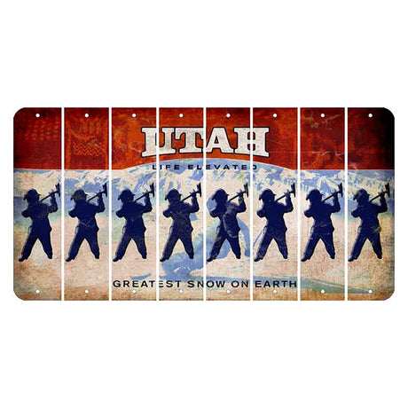 Utah Ski Cut License Plate Strips (Set of 8) Fireman with Axe