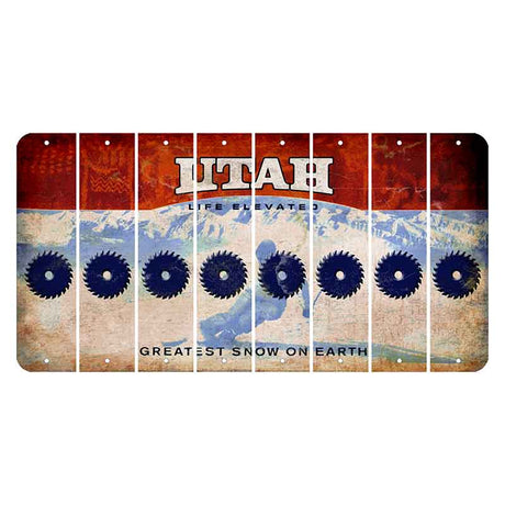 Utah Ski Cut License Plate Strips (Set of 8) Saw Blade