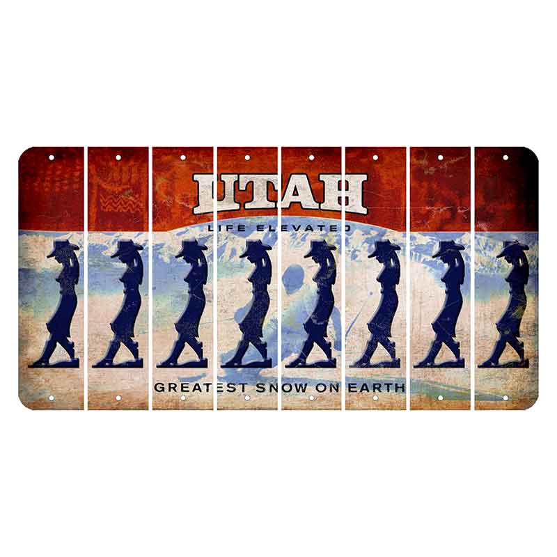 Utah Ski Cut License Plate Strips (Set of 8) Cowgirl - Leaning