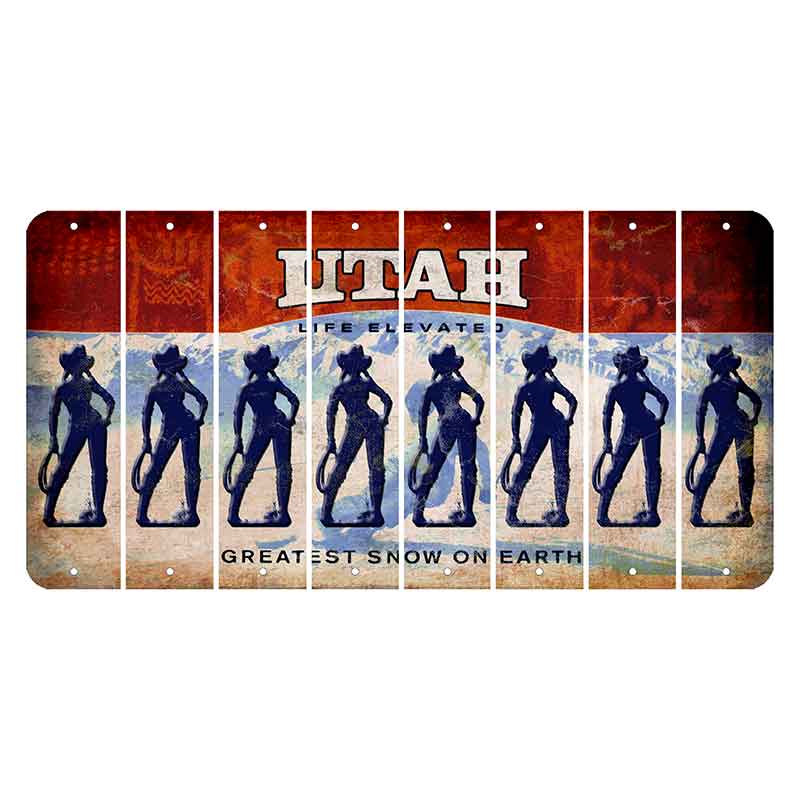 Utah Ski Cut License Plate Strips (Set of 8) Cowgirl