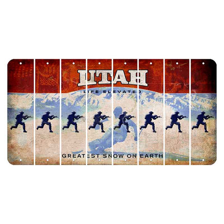 Utah Ski Cut License Plate Strips (Set of 8) Soldier - Running