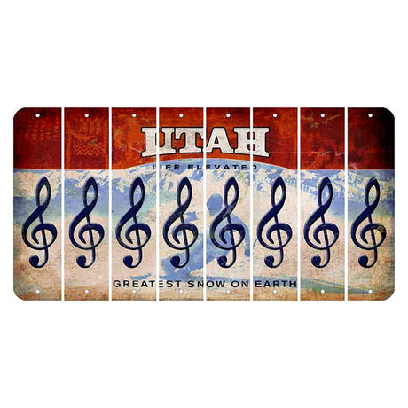 Utah Ski Cut License Plate Strips (Set of 8) Music Note