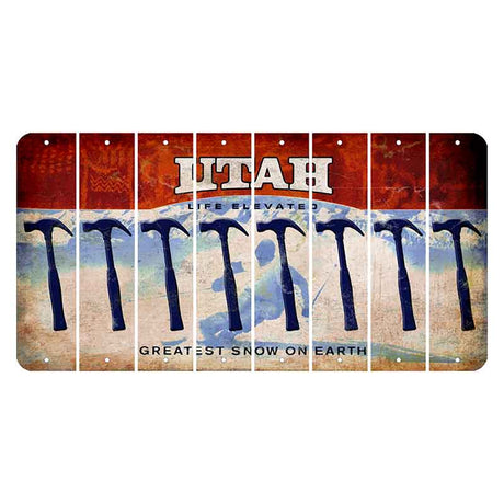 Utah Ski Cut License Plate Strips (Set of 8) Hammer