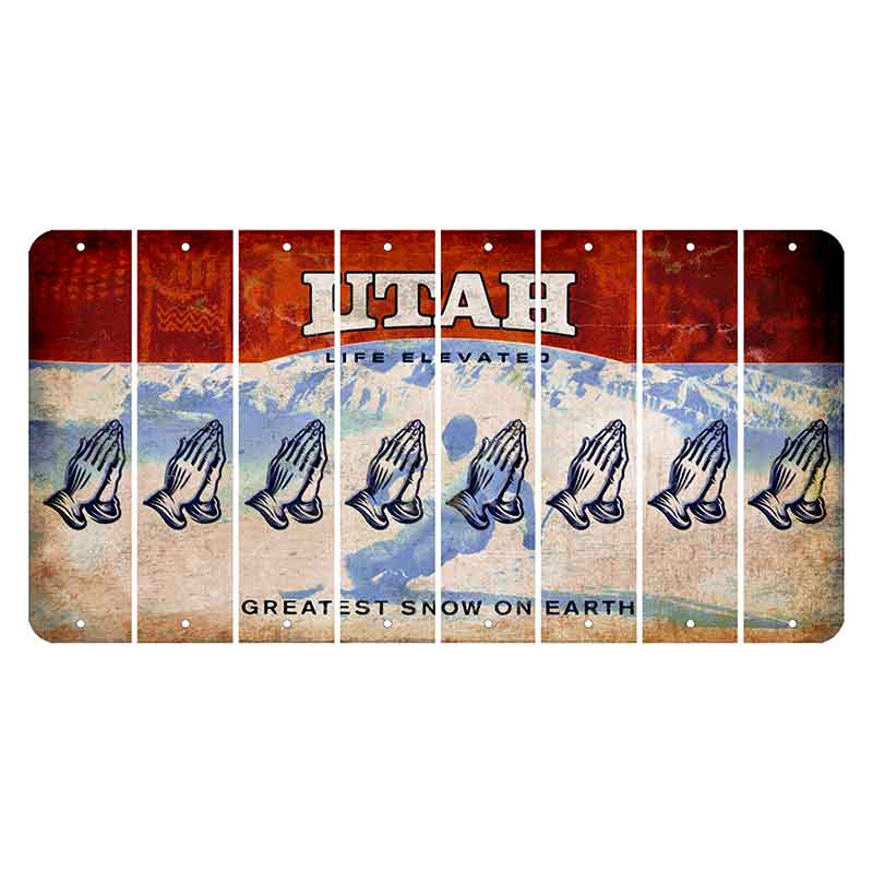 Utah Ski Cut License Plate Strips (Set of 8) Praying Hands