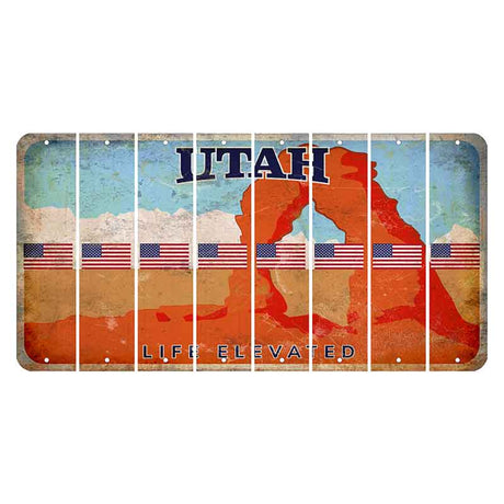 Utah Arch Cut License Plate Strips (Set of 8) American Flag