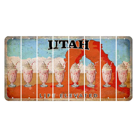 Utah Arch Cut License Plate Strips (Set of 8) Milkshake