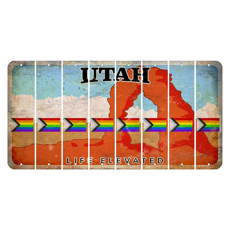 Utah Arch Cut License Plate Strips (Set of 8) LGBTQ Flag