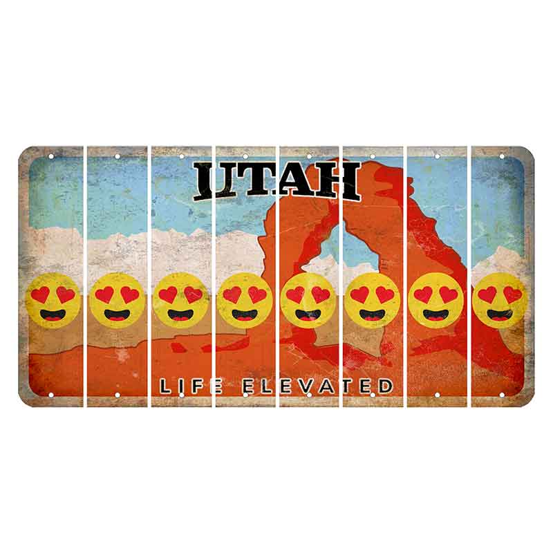 Utah Arch Cut License Plate Strips (Set of 8) Emoji - Heart Eyes