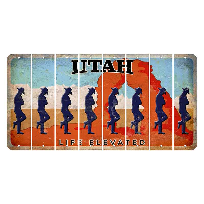 Utah Arch Cut License Plate Strips (Set of 8) Cowboy - Leaning