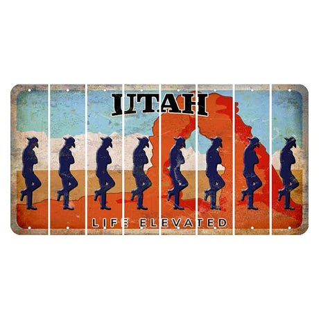 Utah Arch Cut License Plate Strips (Set of 8) Cowboy - Leaning