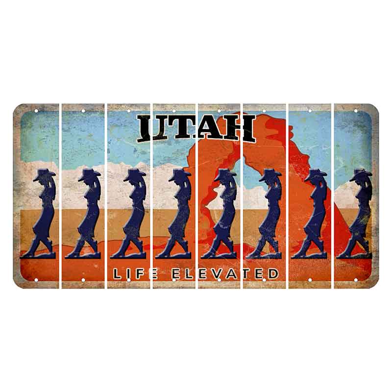 Utah Arch Cut License Plate Strips (Set of 8) Cowgirl - Leaning