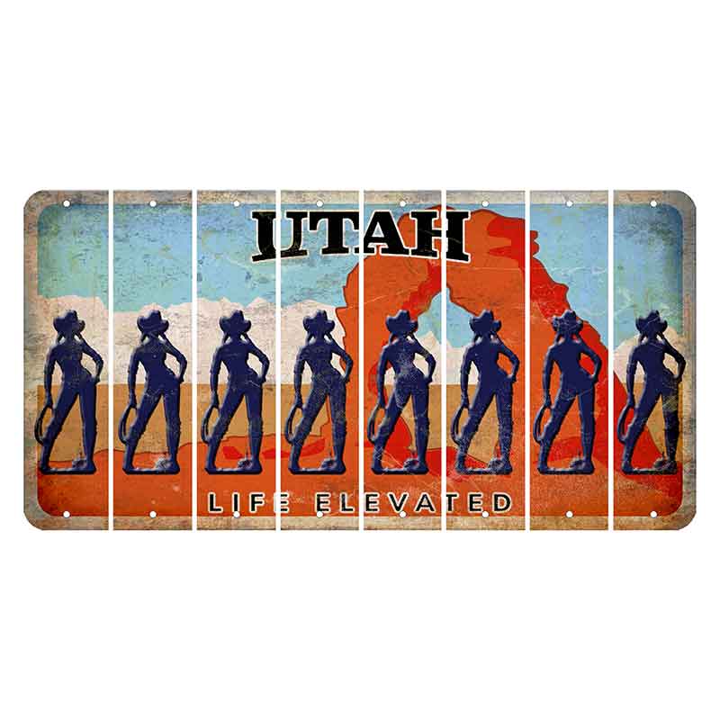 Utah Arch Cut License Plate Strips (Set of 8) Cowgirl