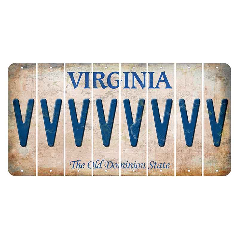 Virginia Cut License Plate Strips (Set of 8) V