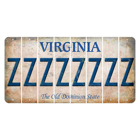 Virginia Cut License Plate Strips (Set of 8) Z