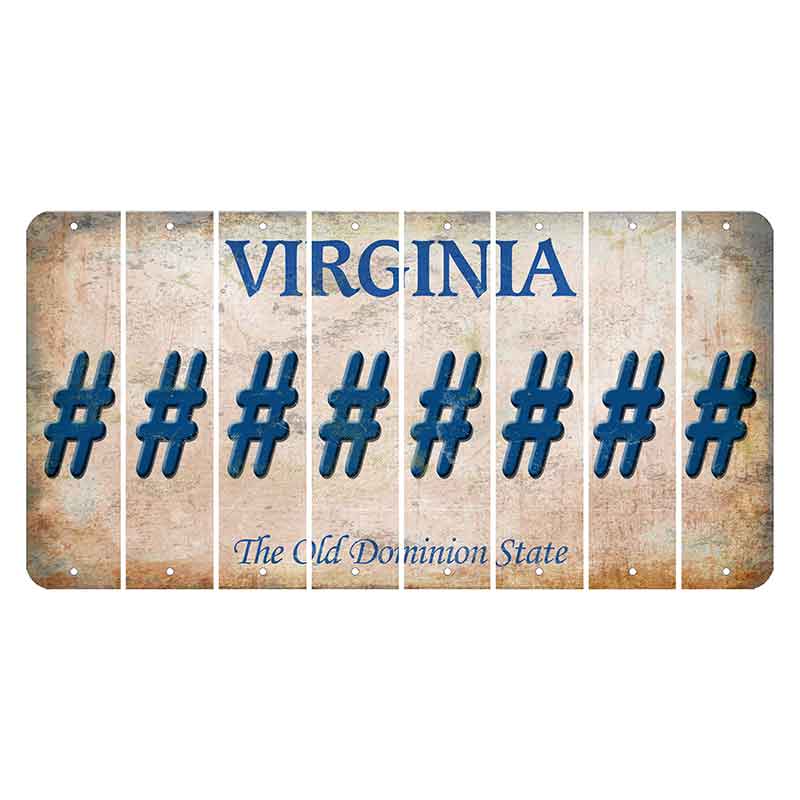 Virginia Cut License Plate Strips (Set of 8) Hashtag