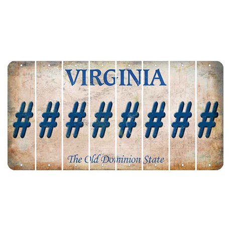 Virginia Cut License Plate Strips (Set of 8) Hashtag