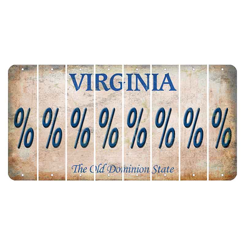 Virginia Cut License Plate Strips (Set of 8) Percent Sign