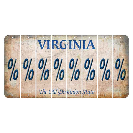 Virginia Cut License Plate Strips (Set of 8) Percent Sign