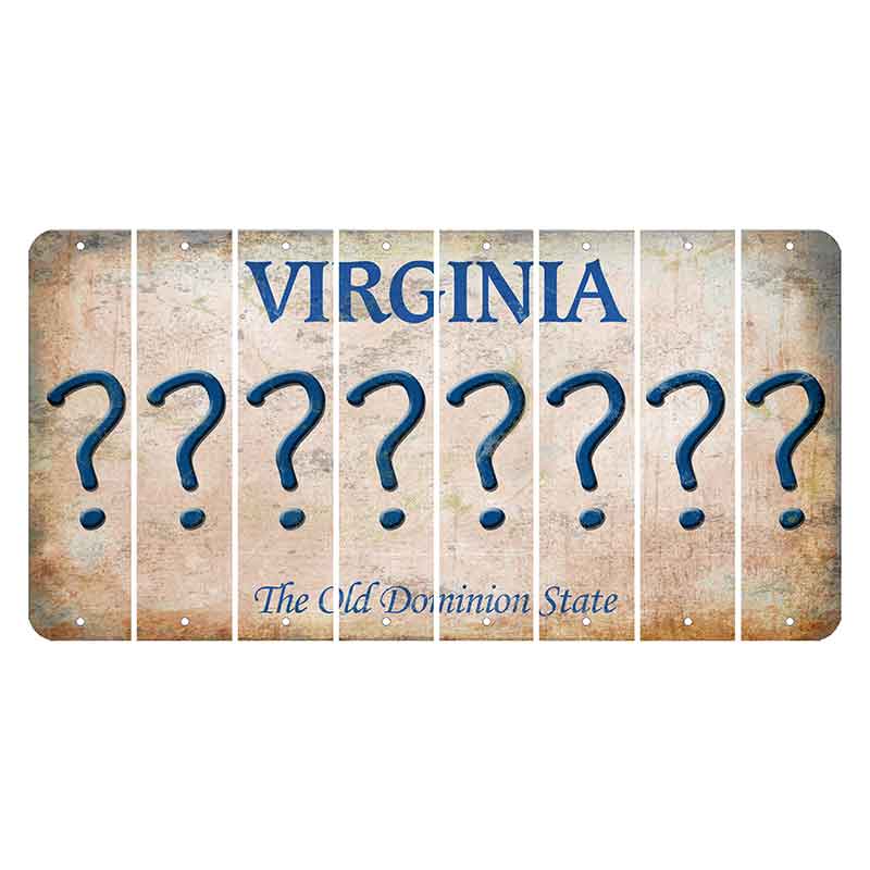 Virginia Cut License Plate Strips (Set of 8) Question Mark