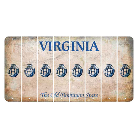 Virginia Cut License Plate Strips (Set of 8) Grenade