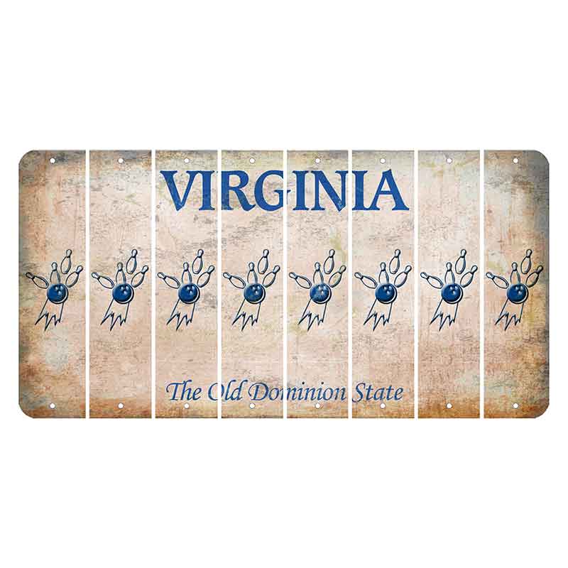 Virginia Cut License Plate Strips (Set of 8) Bowling