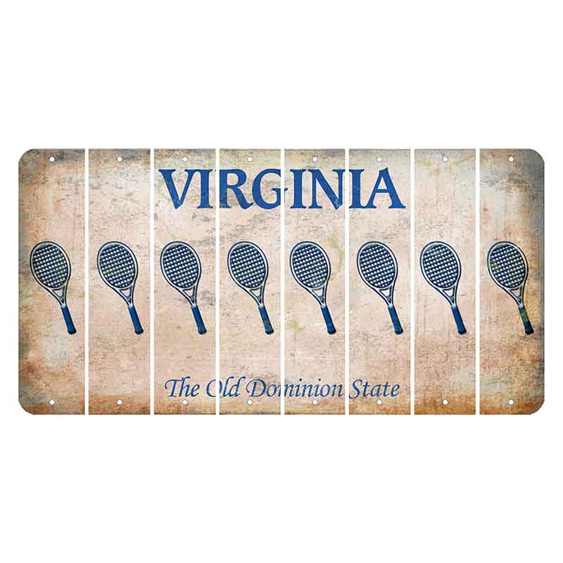 Virginia Cut License Plate Strips (Set of 8) Tennis Racket