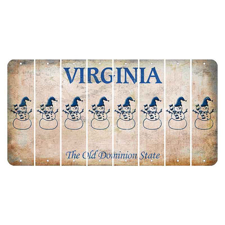 Virginia Cut License Plate Strips (Set of 8) Snowman