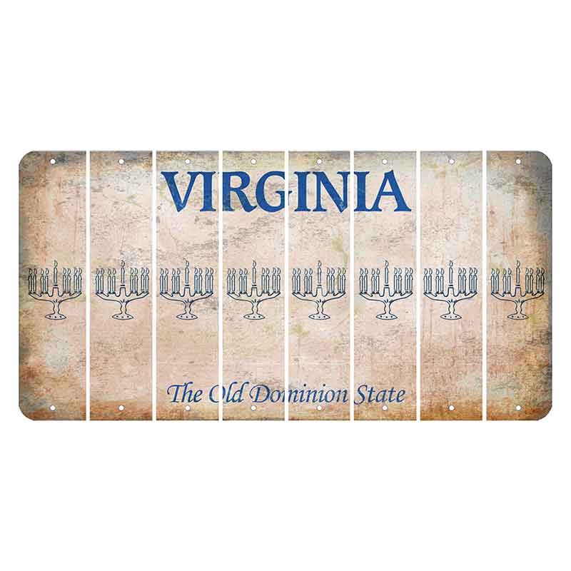 Virginia Cut License Plate Strips (Set of 8) Menorah