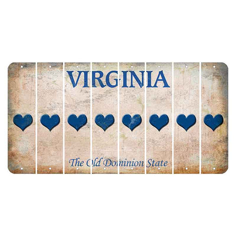 Virginia Cut License Plate Strips (Set of 8) Heart