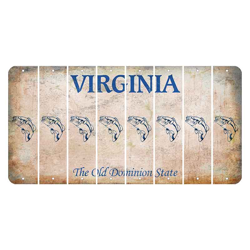 Virginia Cut License Plate Strips (Set of 8) Fish