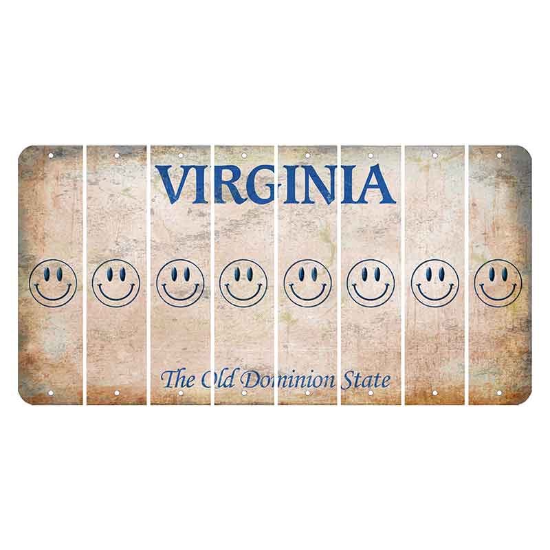 Virginia Cut License Plate Strips (Set of 8) Smiley Face