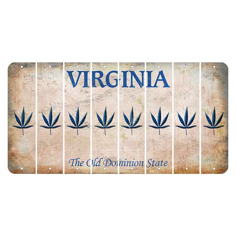 Virginia Cut License Plate Strips (Set of 8) Pot Leaf