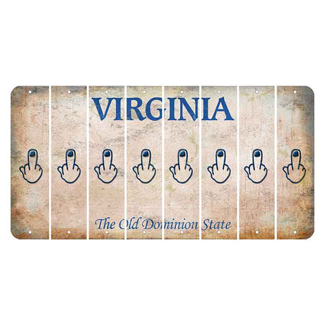 Virginia Cut License Plate Strips (Set of 8) Middle Finger