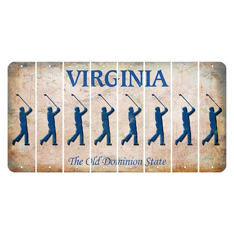 Virginia Cut License Plate Strips (Set of 8) Male Golfer