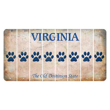 Virginia Cut License Plate Strips (Set of 8) Dog Paw