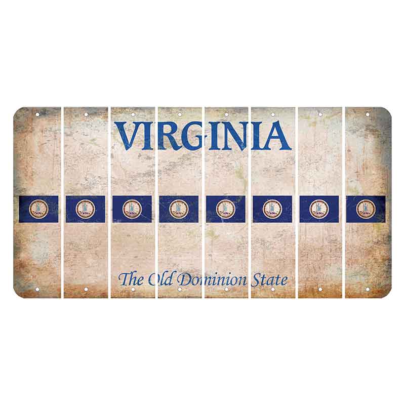 Virginia Cut License Plate Strips (Set of 8) State Flag