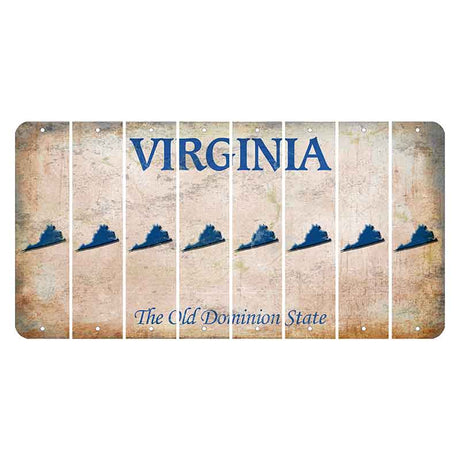 Virginia Cut License Plate Strips (Set of 8) State Silhouette