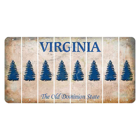 Virginia Cut License Plate Strips (Set of 8) Pine Tree